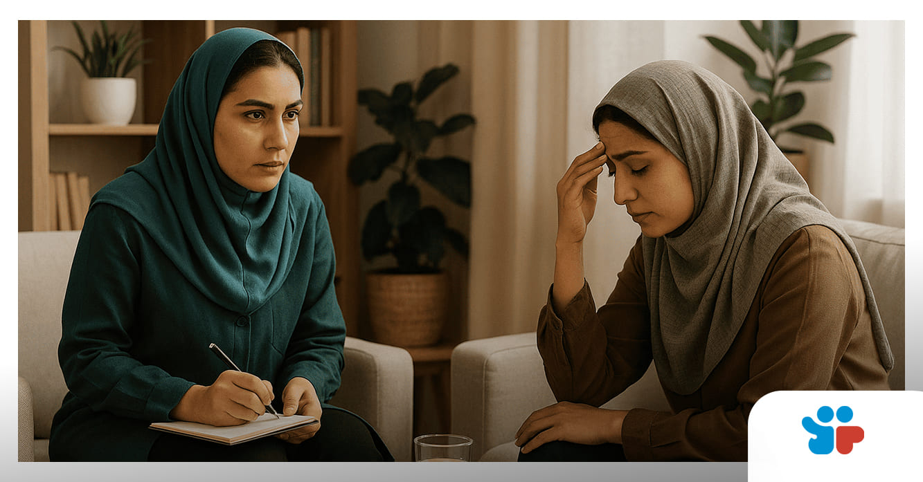 روانشناس خوب در تهران در حال مشاوره فردی با مراجعه‌کننده